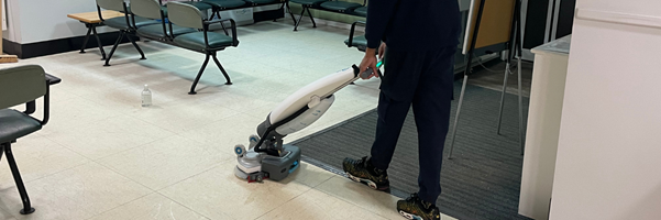 A cleaning equipment being used in a healthcare setting 